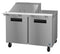 Refrigerator, Two Section Mega Top Prep Table, Stainless Doors