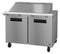 Refrigerator, Two Section Mega Top Prep Table, Stainless Doors