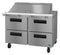 Refrigerator, Two Section Mega Top Prep Table, Stainless Drawers
