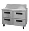 Refrigerator, Two Section Sandwich Prep Table, Stainless Drawers