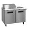 Refrigerator, Two Section Mega Top Prep Table, Stainless Doors