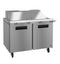 Refrigerator, Two Section Mega Top Prep Table, Stainless Doors