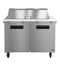 Refrigerator, Two Section Mega Top Prep Table, Stainless Doors