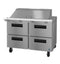 Refrigerator, Two Section Mega Top Prep Table, Stainless Drawers