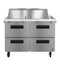 Refrigerator, Two Section Mega Top Prep Table, Stainless Drawers