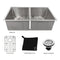 33 In. Anton Undermount Double Bowl Stainless Steel Kitchen Sink With Bottom Grid