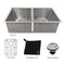33 In. Anton Undermount Double Bowl Stainless Steel Kitchen Sink With Bottom Grid