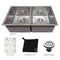 33 In. Anton Undermount Double Bowl Satin Stainless Steel Kitchen Sink With Bottom Grid