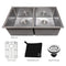 33 In. Anton Undermount Double Bowl Satin Stainless Steel Kitchen Sink With Bottom Grid
