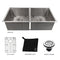 36 In. Anton Undermount Double Bowl Stainless Steel Kitchen Sink With Bottom Grid
