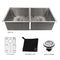 36 In. Anton Undermount Double Bowl Stainless Steel Kitchen Sink With Bottom Grid