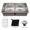36 In. Anton Undermount Double Bowl Satin Stainless Steel Kitchen Sink With Bottom Grid