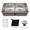 36 In. Anton Undermount Double Bowl Satin Stainless Steel Kitchen Sink With Bottom Grid