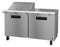 Refrigerator, Two Section Mega Top Prep Table, Stainless Doors