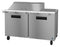 Refrigerator, Two Section Mega Top Prep Table, Stainless Doors
