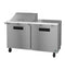 Refrigerator, Two Section Mega Top Prep Table, Stainless Doors