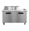 Refrigerator, Two Section Mega Top Prep Table, Stainless Doors