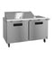 Refrigerator, Two Section Mega Top Prep Table, Stainless Doors