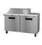 Refrigerator, Two Section Mega Top Prep Table, Stainless Doors