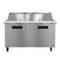 Refrigerator, Two Section Mega Top Prep Table, Stainless Doors