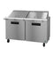 Refrigerator, Two Section Mega Top Prep Table, Stainless Doors