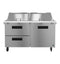 Refrigerator, Two Section Mega Top Prep Table, Drawer/Door Combo