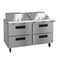 Refrigerator, Two Section Mega Top Prep Table, Stainless Drawers