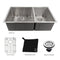 33 In. Chamonix Undermount Double Bowl Stainless Steel Kitchen Sink With Bottom Grid