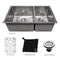 33 In. Chamonix Undermount Double Bowl Satin Stainless Steel Kitchen Sink With Bottom Grid
