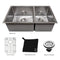 36 In. Chamonix Undermount Double Bowl Satin Stainless Steel Kitchen Sink With Bottom Grid