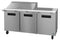 Refrigerator, Three Section Mega Top Prep Table, Stainless Doors