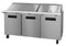 Refrigerator, Three Section Mega Top Prep Table, Stainless Doors