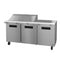 Refrigerator, Three Section Mega Top Prep Table, Stainless Doors