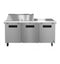 Refrigerator, Three Section Mega Top Prep Table, Stainless Doors