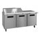 Refrigerator, Three Section Mega Top Prep Table, Stainless Doors