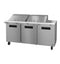 Refrigerator, Three Section Mega Top Prep Table, Stainless Doors