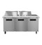 Refrigerator, Three Section Mega Top Prep Table, Stainless Doors