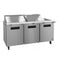 Refrigerator, Three Section Mega Top Prep Table, Stainless Doors