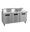 Refrigerator, Three Section Mega Top Prep Table, Stainless Doors