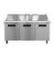 Refrigerator, Three Section Mega Top Prep Table, Stainless Doors
