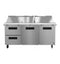 Refrigerator, Three Section Mega Top Prep Table, Drawer/Door Combo
