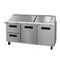 Refrigerator, Three Section Mega Top Prep Table, Drawer/Door Combo