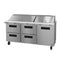 Refrigerator, Three Section Mega Top Prep Table, Drawer/Door Combo