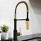 Autograph Edition Sierra Pull Down Spring Single Handle Kitchen Faucet In Matte Black And Champagne Bronze