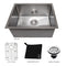 27 In. Meribel Undermount Single Bowl Satin Stainless Steel Kitchen Sink With Bottom Grid