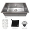 30 In. Meribel Undermount Single Bowl Satin Stainless Steel Kitchen Sink With Bottom Grid