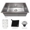 30 In. Meribel Undermount Single Bowl Satin Stainless Steel Kitchen Sink With Bottom Grid