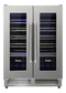 24 Inch Built-in Dual Zone Wine Cooler, 42 Bottle Capacity French Door Wine Fridge