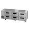 Side Mount Refrigerator, Three Section Undercounter, Stainless Drawers
