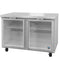 Low Profile Refrigerator, Two Section Undercounter, Full Glass Doors